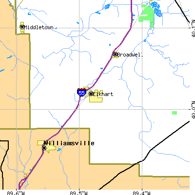 Zip code 62634 close-up map