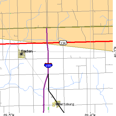 Zip code 62635 close-up map