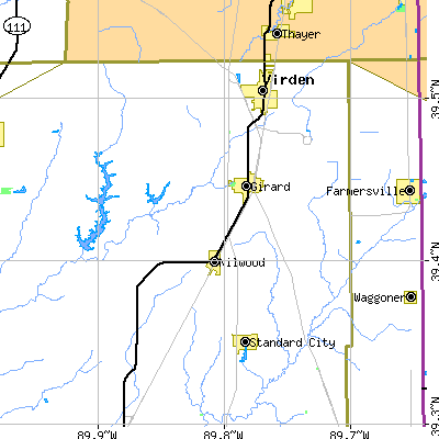 Zip code 62640 close-up map