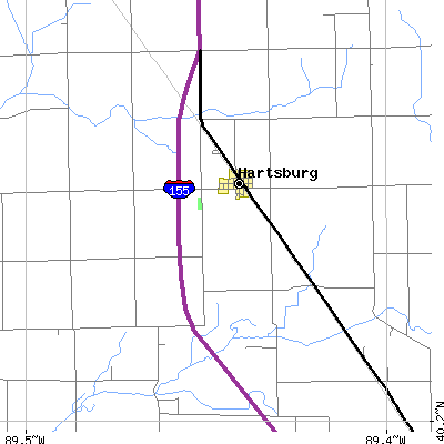 Zip code 62643 close-up map