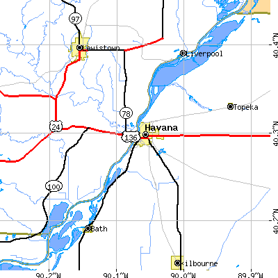 Zip code 62644 close-up map