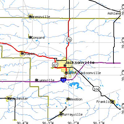 Zip code 62650 close-up map