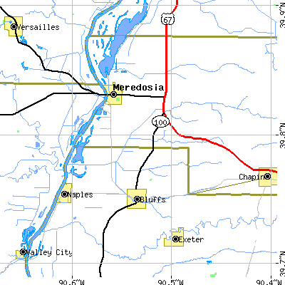 Zip code 62665 close-up map
