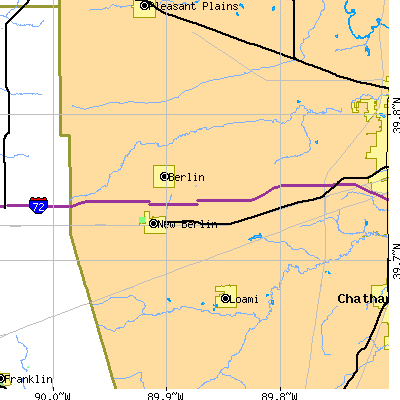 Zip code 62670 close-up map