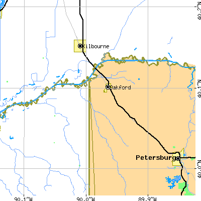 Zip code 62673 close-up map
