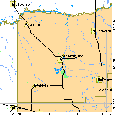 Zip code 62675 close-up map