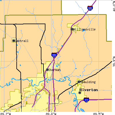 Zip code 62684 close-up map