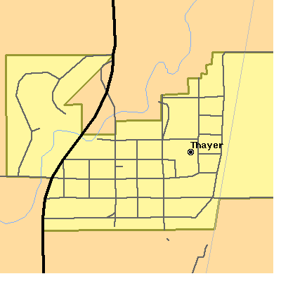 Zip code 62689 close-up map