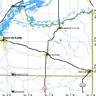 Zip code 62691 close-up map