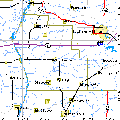 Zip code 62694 close-up map