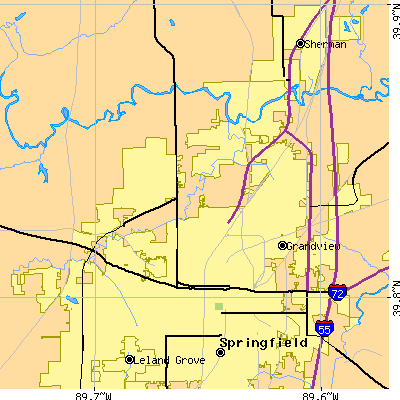 Zip code 62702 close-up map