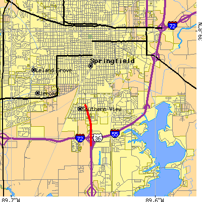 Zip code 62703 close-up map