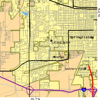 Zip code 62704 close-up map