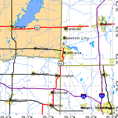 Zip code 62801 close-up map