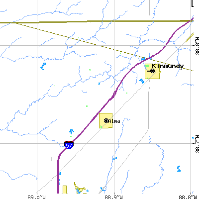 Zip code 62807 close-up map