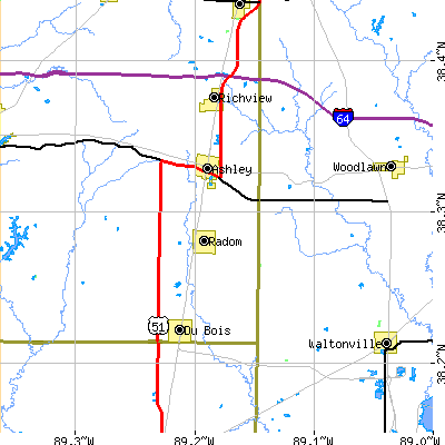 Zip code 62808 close-up map