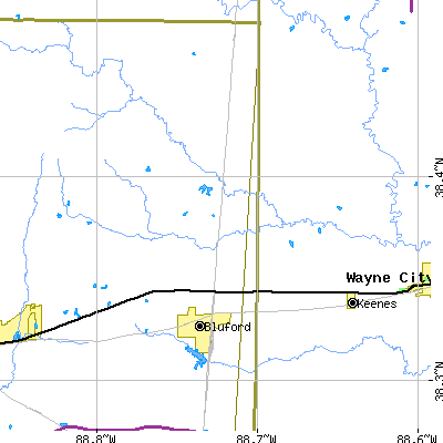 Zip code 62814 close-up map