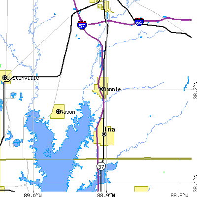 Zip code 62816 close-up map