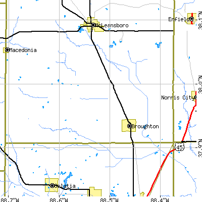 Zip code 62817 close-up map