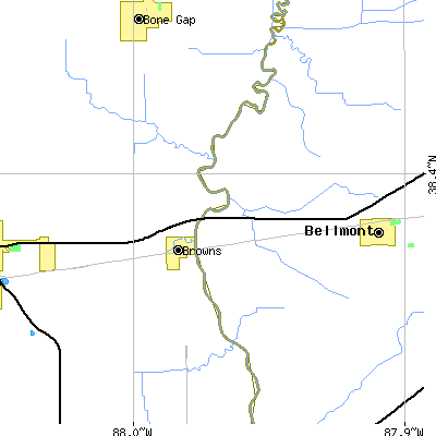 Zip code 62818 close-up map