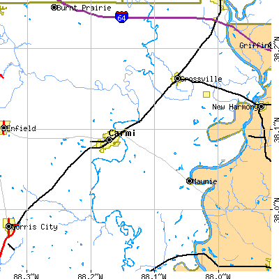 Zip code 62821 close-up map