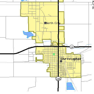 Zip code 62822 close-up map