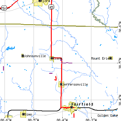 Zip code 62823 close-up map