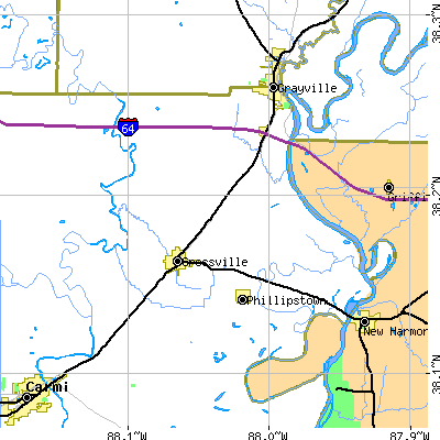 Zip code 62827 close-up map