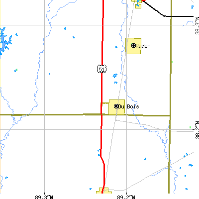 Zip code 62831 close-up map