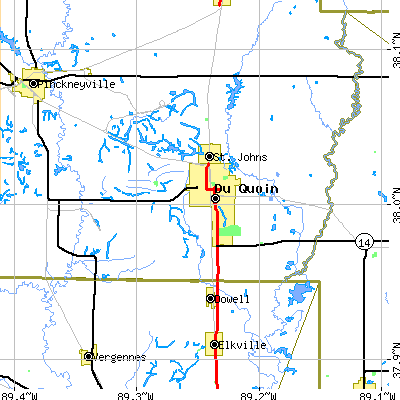Zip code 62832 close-up map