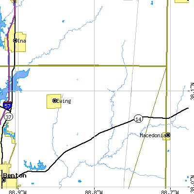 Zip code 62836 close-up map