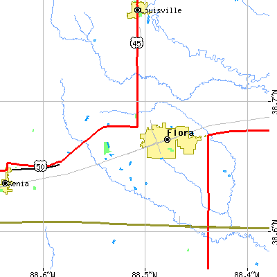 Zip code 62839 close-up map