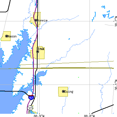 Zip code 62846 close-up map
