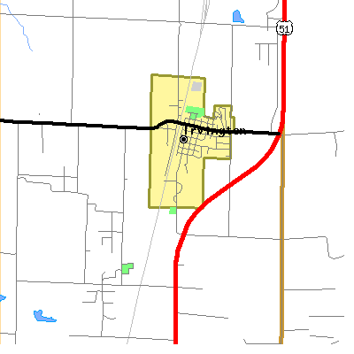 Zip code 62848 close-up map