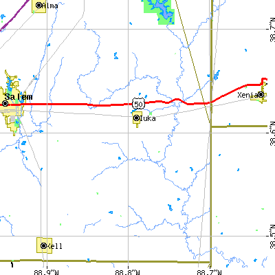Zip code 62849 close-up map