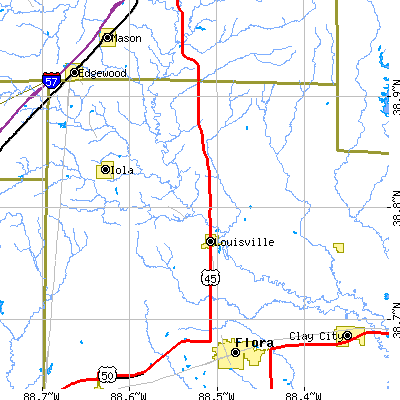 Zip code 62858 close-up map