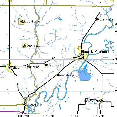 Zip code 62863 close-up map