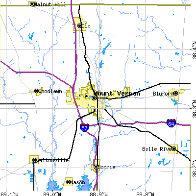 Zip code 62864 close-up map