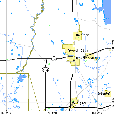 Zip code 62865 close-up map
