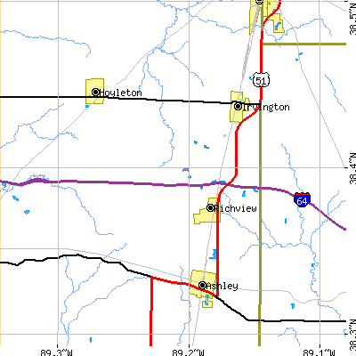 Zip code 62877 close-up map