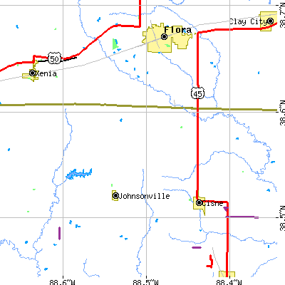 Zip code 62878 close-up map