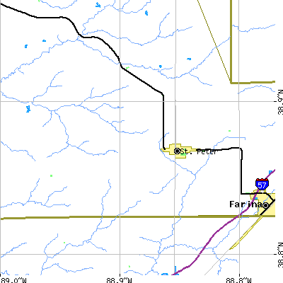 Zip code 62880 close-up map
