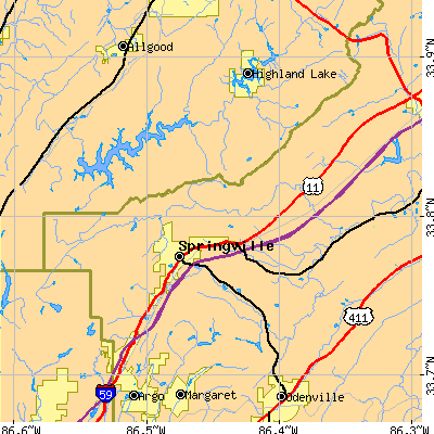 Zip code 35146 close-up map