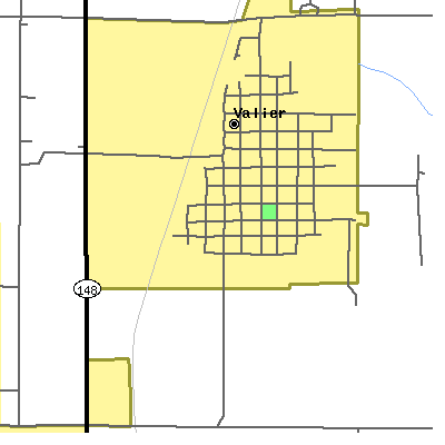 Zip code 62891 close-up map