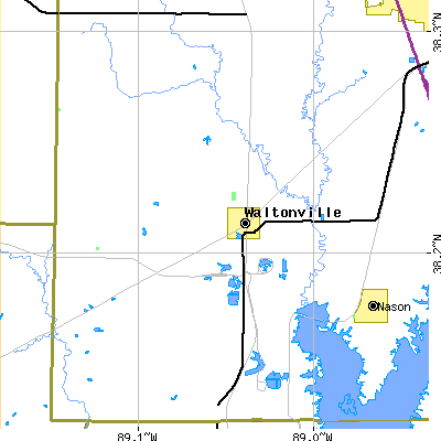 Zip code 62894 close-up map