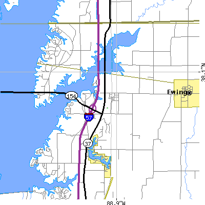 Zip code 62897 close-up map