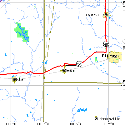 Zip code 62899 close-up map