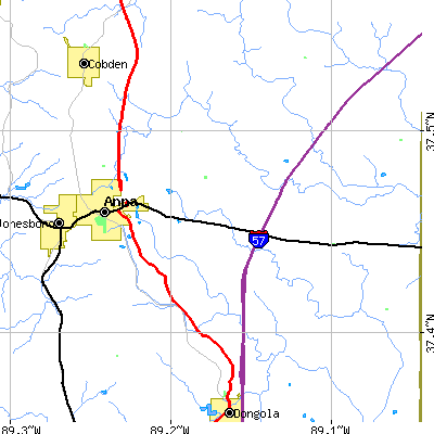 Zip code 62906 close-up map