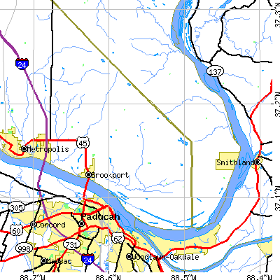 Zip code 62910 close-up map