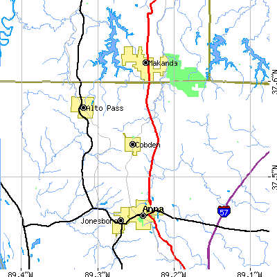 Zip code 62920 close-up map